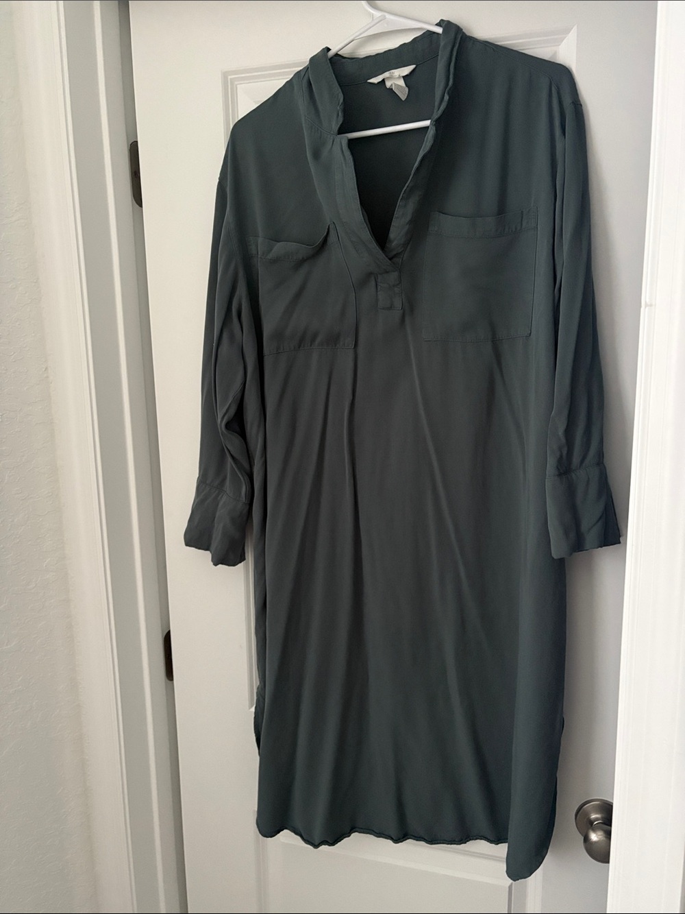 H&M Forest Green V-Neck Shirt Dress